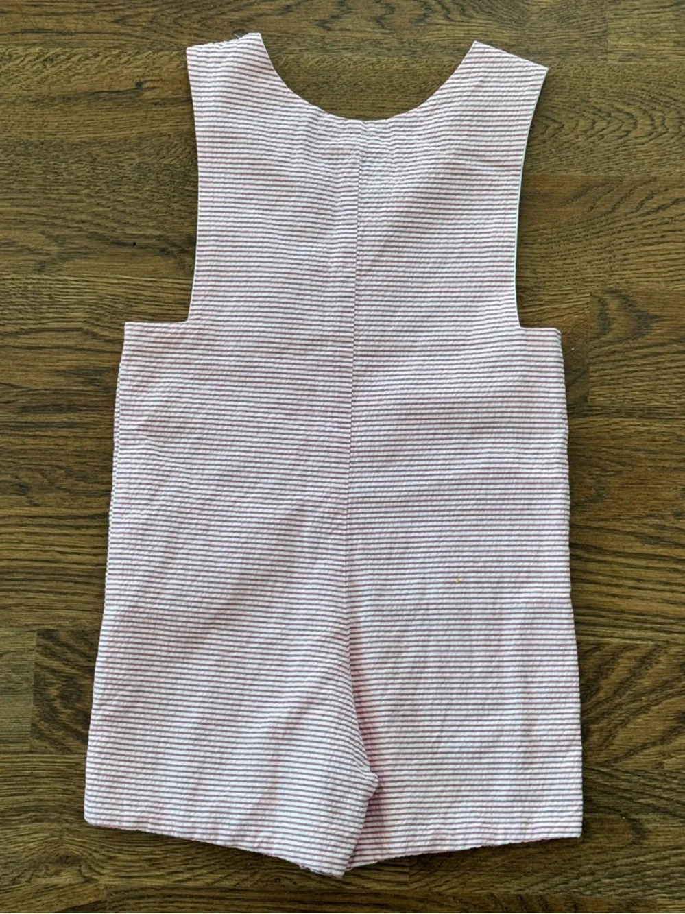 Little English Light Red Seersucker Smocked Shortall - Anchors